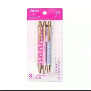 Yoobi X Barbie 3 pk Ballpoint Pens New/Sealed black ink